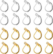 200Pcs French Earring Hooks Leverback Ear Wire 10X15Mm Silver and Gold Plated Me