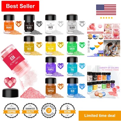 Luster Dust Edible Set - 12 Colors - Metallic Food Grade Glitter Dust Powder
