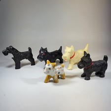 Scottie Dog Figurines Vintage LOT Of 5 Mixed Materials Pieces Scottish Terrier