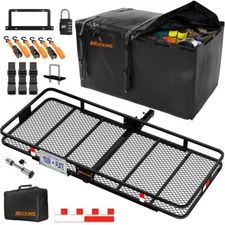 Mockins 70"x30"x6" Tow Hitch Cargo Carrier with License Plate Holder, 40 Cu.Ft.
