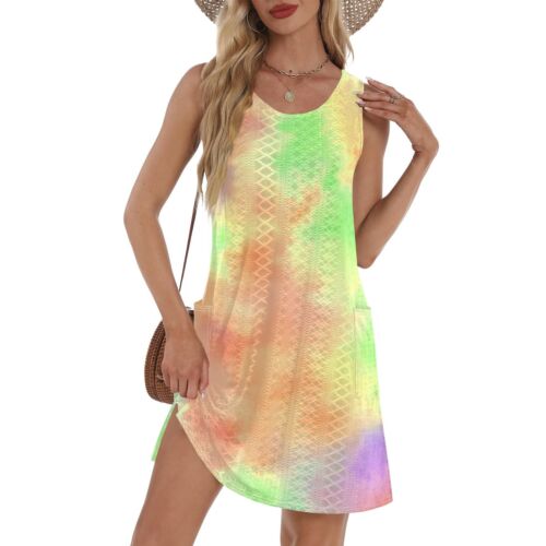Women's Casual Sundress With Pockets Summer Boho Beach Dress T-Shirts Dress V - Picture 34 of 36