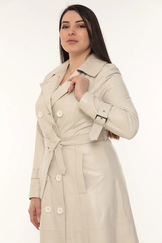 Damen Trenchcoat Aus Kunstleder - Eleganter Wildleder-Look In Einheitsgröße