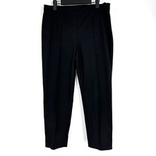 St. John Cotton Blend Slim-Straight Leg Pintuck Pleat Pants Black Size 8