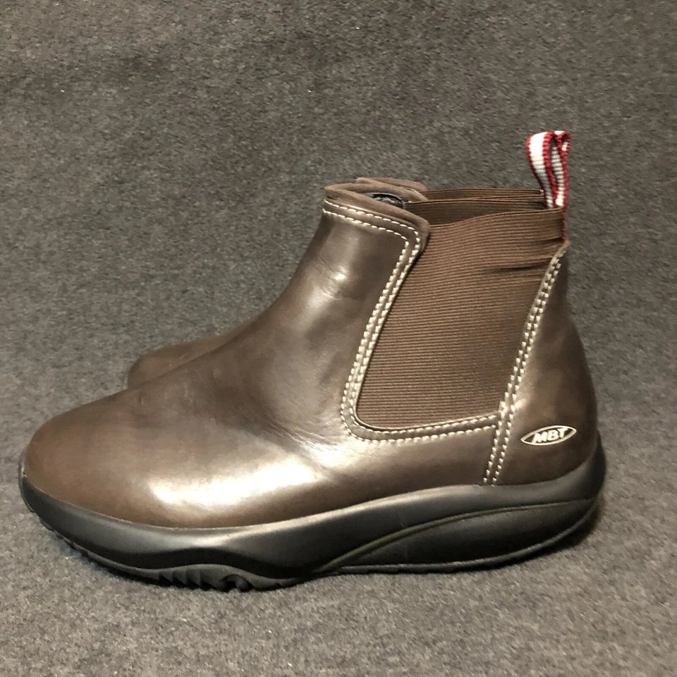 MBT Zapatos Mujer Cuero Marrón Rocker Parte Inferior Tonificación Comodidad Chelsea Botas Talla 6 Foto 3 de 4