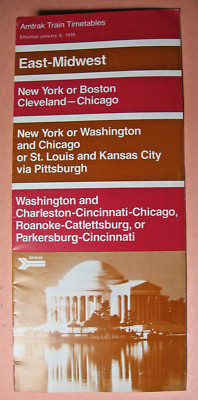 Jan. 1978 Amtrak East-Midwest (mehrere Strecken) Zugfahrpläne