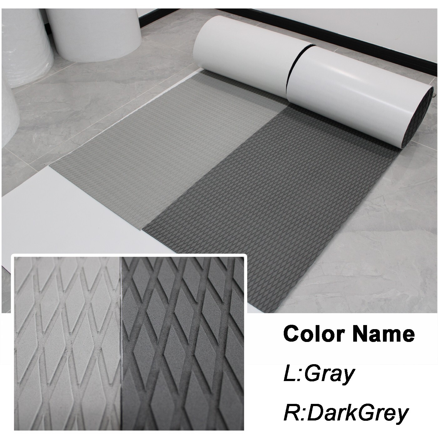 Dark Gray Diamond EVA Foam Boat Decking Mat Marine Flooring Kayak Pad 23x94inch