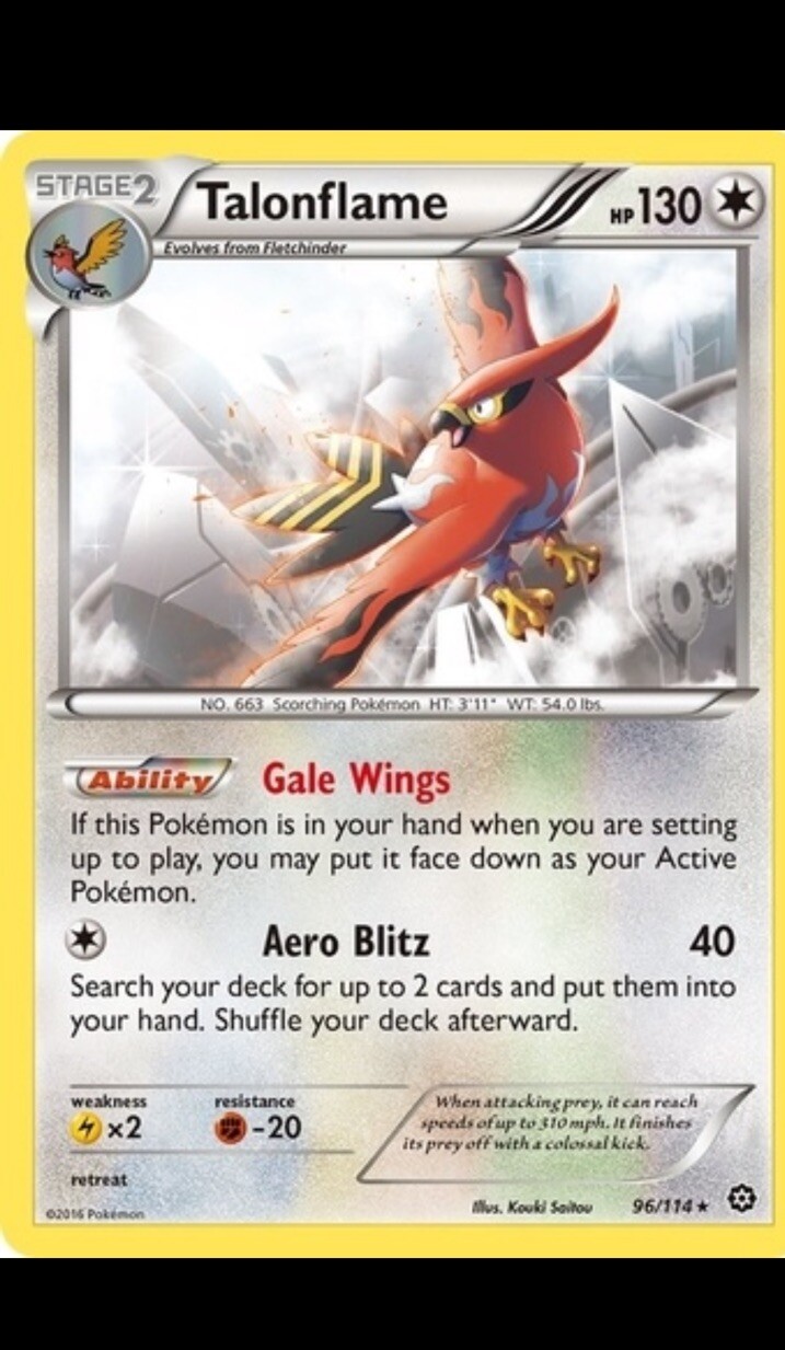 Pokémon TCG Talonflame Steam Siege 96/114 Reverse Holo Rare