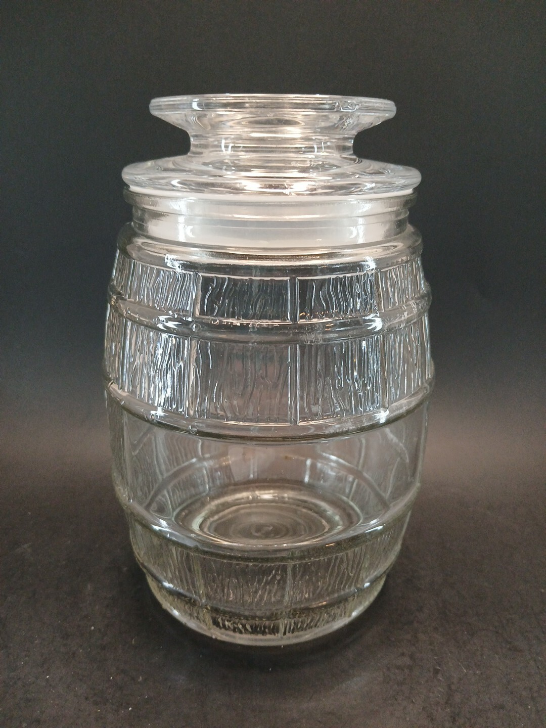 Glass Barrel Jar With Lid Embossed Wood Texture AA8 eBay