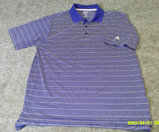 Adidas Climalite Polo Shirt Mens Large Blue Stripe Golf Performance Short Sleeve