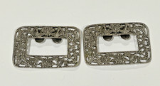 Vintage MUSI Shoe Clips Silver Tone Filigree Shoe Clips Signed MUSI