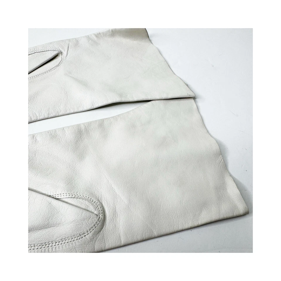 Vtg 40-50s Superb LAVABLE Ladies Long Off White Suede Leather Gloves Size 7 11” - Image 4 of 4