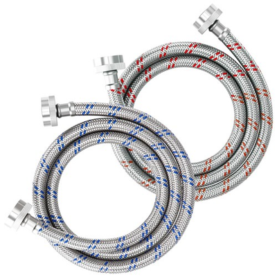 #ad 4 FT Washing Machine Hoses 2 Pack Premium Stainless Steel Washer Hose Explo... $20.81