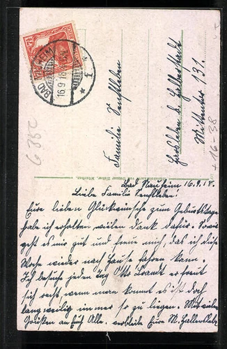 Grußkarten-AK Bad Nauheim, Kurhaus, Trinkkuranlagen, Teichhaus und Frau in Trac - Bild 2 von 2