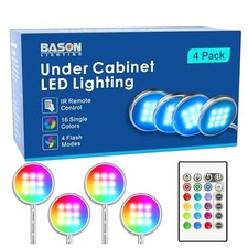 RGB Puck Lights Plug in, Wired Under Cabinet Lighting with Remote Control