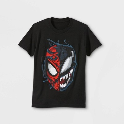 Marvel Spiderman Boys Size Small Venom Split Face Short Sleeve T-Shirt NEW