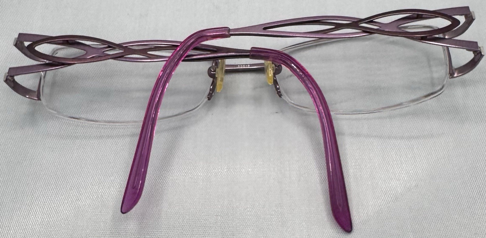 L’AMY BRIGITTE C03 53/18/135 PURPLE HALF RIMLESS FRANCE EYEGLASSES KJ14