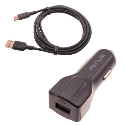 Car Charger 24W Fast 1-Port USB 6ft Cable Type-C Turbo Charge DC for Tablets