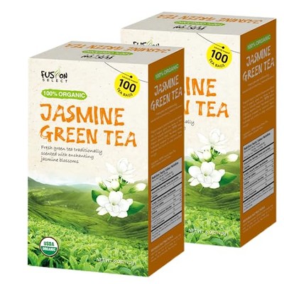 Fusion Organic 200 Counts Jasmine Green Tea - Fresh & Relaxing Jasmine Tea Ba...
