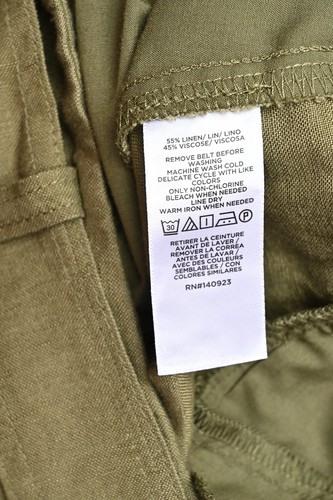 Pantalones para mujer Loft de lino pierna ancha relajados cargo color oliva talla 2 nuevos con etiquetas - Imagen 7 de 8