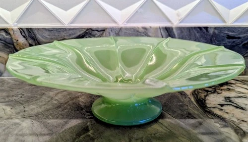 Anchor Hocking Jadeite Milk Glass Serving Bowl 11” Vintage Art Deco Era