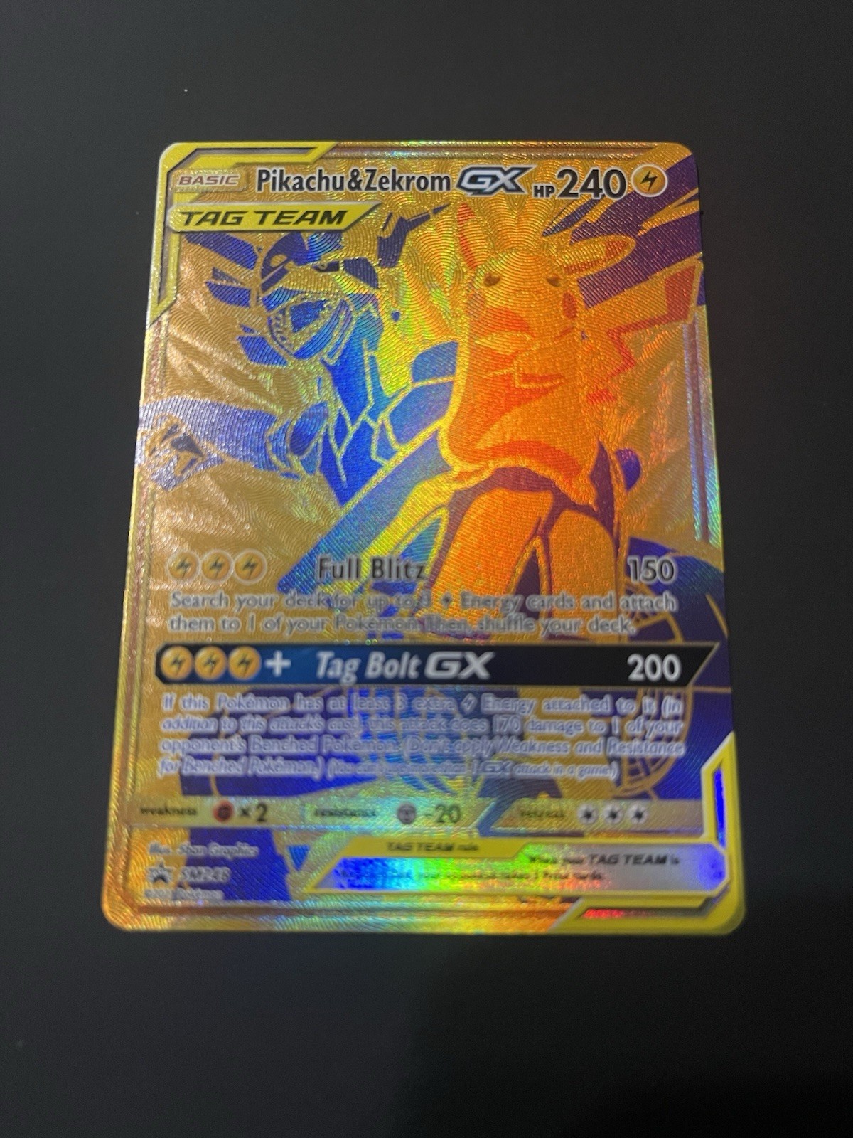 Pokemon Pikachu & Zekrom GX SM248 Full Art Holo Black Star Promo Card