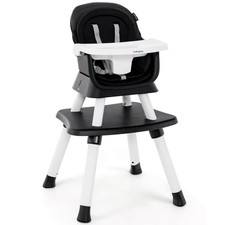6-in-1 Baby High Chair w/ 5-Point Safety Harness  Anti-falling Barrier Black