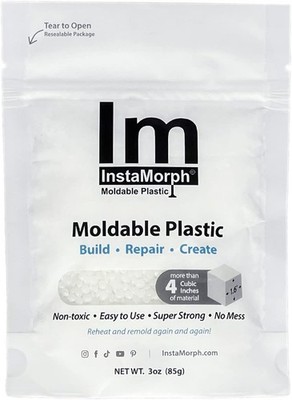 InstaMorph Reusable Moldable Plastic | Thermoplastic Beads, 3oz White 