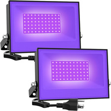 2 Pack 38W LED Black Lights, Blacklight Flood Light with Plug, IP66 Waterproof,