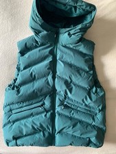 ZARA Unisex Teal Hooded Puffer Vest Zip Size 11-12 152 cm Polyester