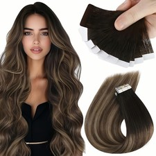Tape in Hair Extensions Real Human Hair Invisible Remy Hair Extensions Tape i...