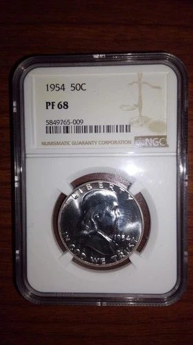 1954 50c Franklin Proof Silver Half Dollar NGC PF68