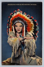 Postcard Princess Pale Moon Choctaw Tribe Oklahoma Linen O953