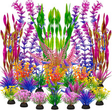 Artificial Aquarium Plastic Plants Fish Tank Decorations, 25PCS Large Colorful