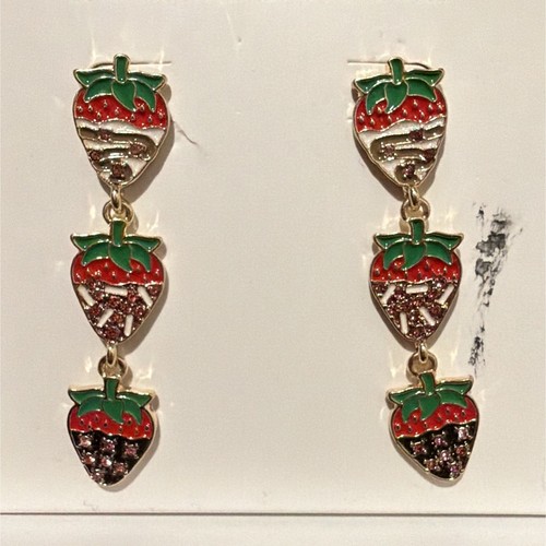 BaubleBar Berry Dip Bliss Strawberry Enamel Dangle/Drop Earrings Butterfly