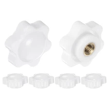 6pcs Star Knobs M5 Thread 25mm Head Non-Through Hole Brass Insert Knob White