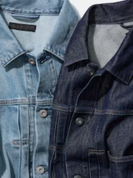Uniqlo Denim Trucker Jacket Classic Vintage Style Button Front