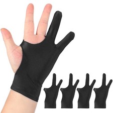 4pcs Artist Drawing Glove m Size Two Finger Graphics Painting Glove Black