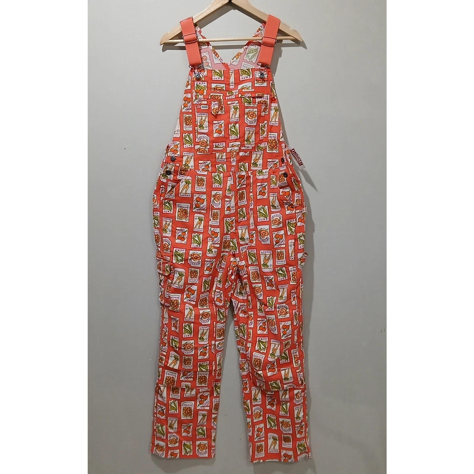 DULUTH TRADING Heirloom Gardening Bib Overalls 1X x 31 NWT Coral Seed Packets