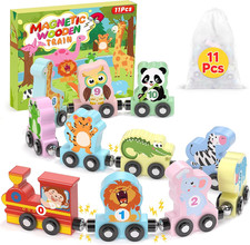 11 Pcs Magnetic Train Set Montessori Toy for Toddler, Animal Birthday Gifts Mo