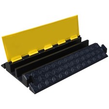 Heavy-Duty Rubber Cable Protector Ramp 2-Channel Floor Cord Cover for Driveway