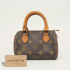 Borsa a mano Louis Vuitton Monogram Mini Speedy M41534 LV marrone autentico...
