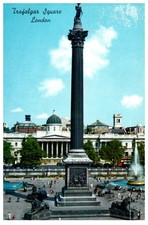 1967 Trafalgar Square London Nelson s Column Vintage Postcard