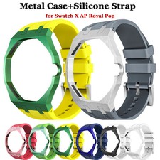 Metal Case Silicone Strap Integrated Modification Kit For Swatch X AP Royal Pop