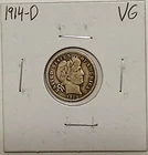 🦋 1914 D BARBER DIME 90% Silver VG DENVER MINT