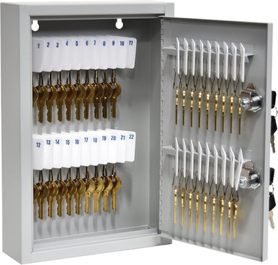Fort Knox 40 Key Cabinet - Dual Lock Steel Key Box with Write-On Tags