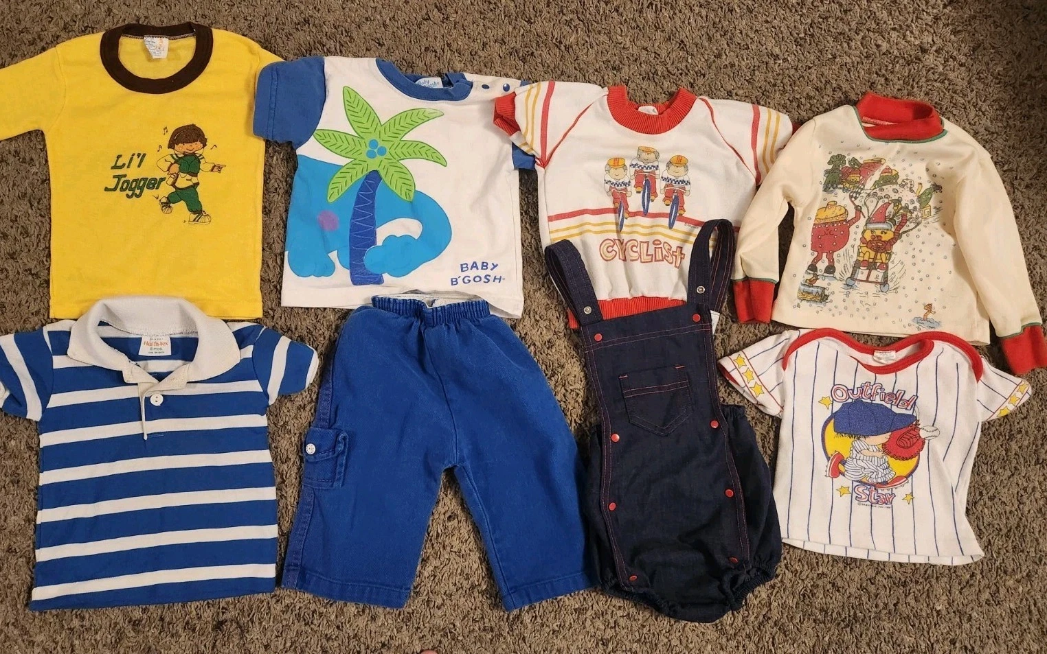 VTG BABY TODDLER BOY CLOTHING LOT 8 TWIN TOTS CARTERS T SHIRTS PANTS 6-9 M - 4T