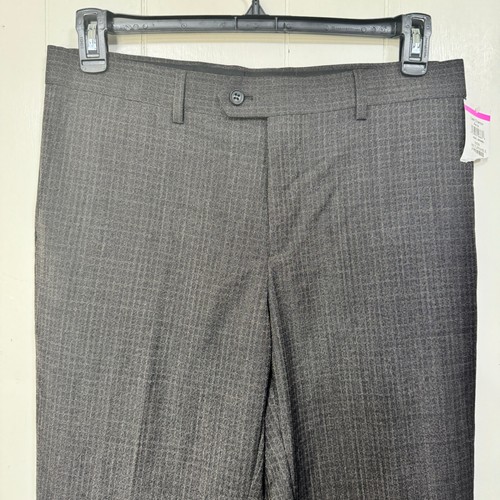 Zanetti Mens Dress Pants 34S Gray Patterned Slim Fit Career Business - Picture 2 of 11