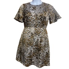 Banana Republic Leopard Print Short Sleeve Silky dress with pockets - Women's 6