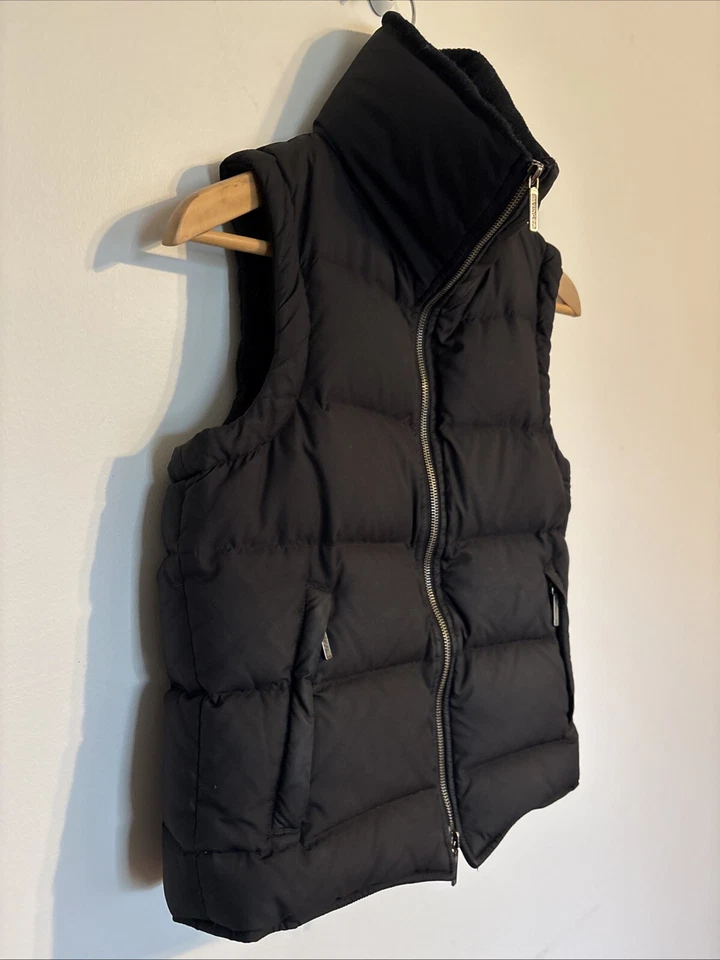 VINCE Chaleco Abombado Cremallera Completa Para Mujer Negro Lana Alpaca Lujo Preppy Foto 4 de 4