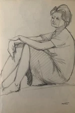 The Japanese Painter Hajime Kato (1925-2000) YOUNG WOMAN SITTING 1960 (380)